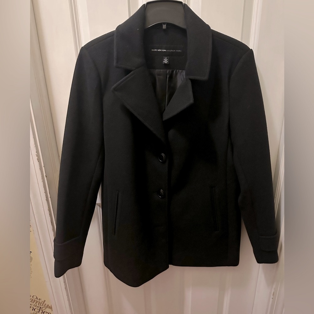 Brand New Andrew Marc New York Ladies' 3 Button Peacoat Black Coat Jacket L
